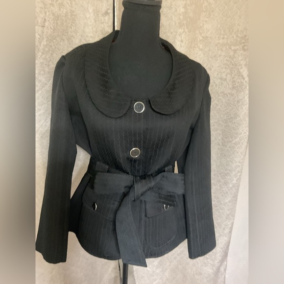 Tulle Anthropologie Small Black Jacket Womens Chic Demure Fitted Blazer Fall Red - Picture 13 of 16